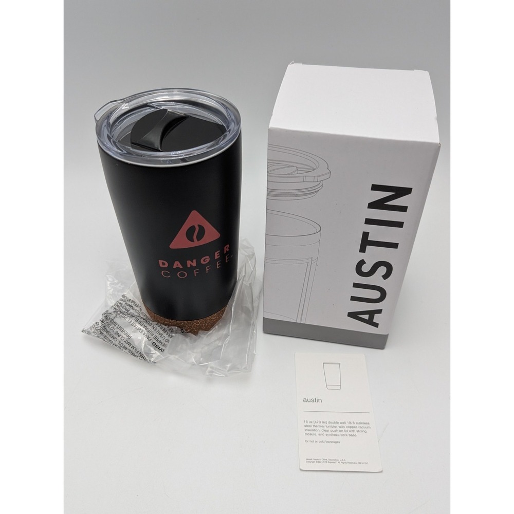 Austin Superior Insulation 16 oz Tumbler With Sliding Closure Danger Coffee Logo